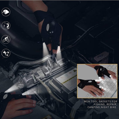 LED Flashlight Gloves for Camping and Night Running